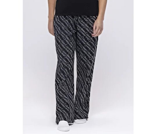 Dee’s Streetwear Zebra Print Wide-Leg Lounge Pants – Black/Silver